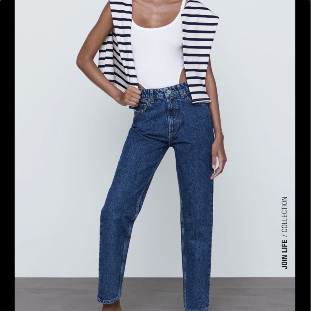 Zara mom fit jeans navy blue